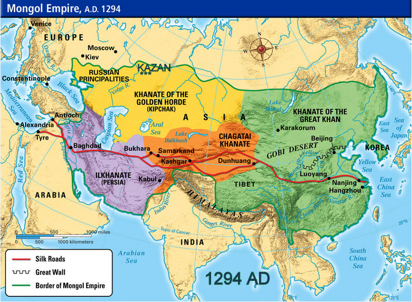 Карта великой монгольской империи