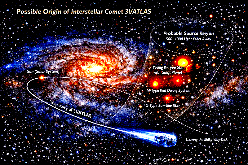 Межзвёздная комета 3I/ATLAS: Прошлое, настоящее и будущее древнего странника
