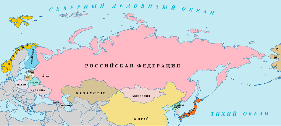 Контурная карта россии с соседними государствами